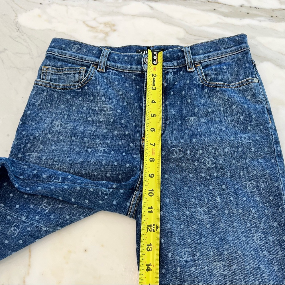 CHANEL 23 CC POLKA DOT DARK BLUE ECRU & WHITE SLIM JEAN SIZE FR 38 / US 6 - Picture 12 of 17